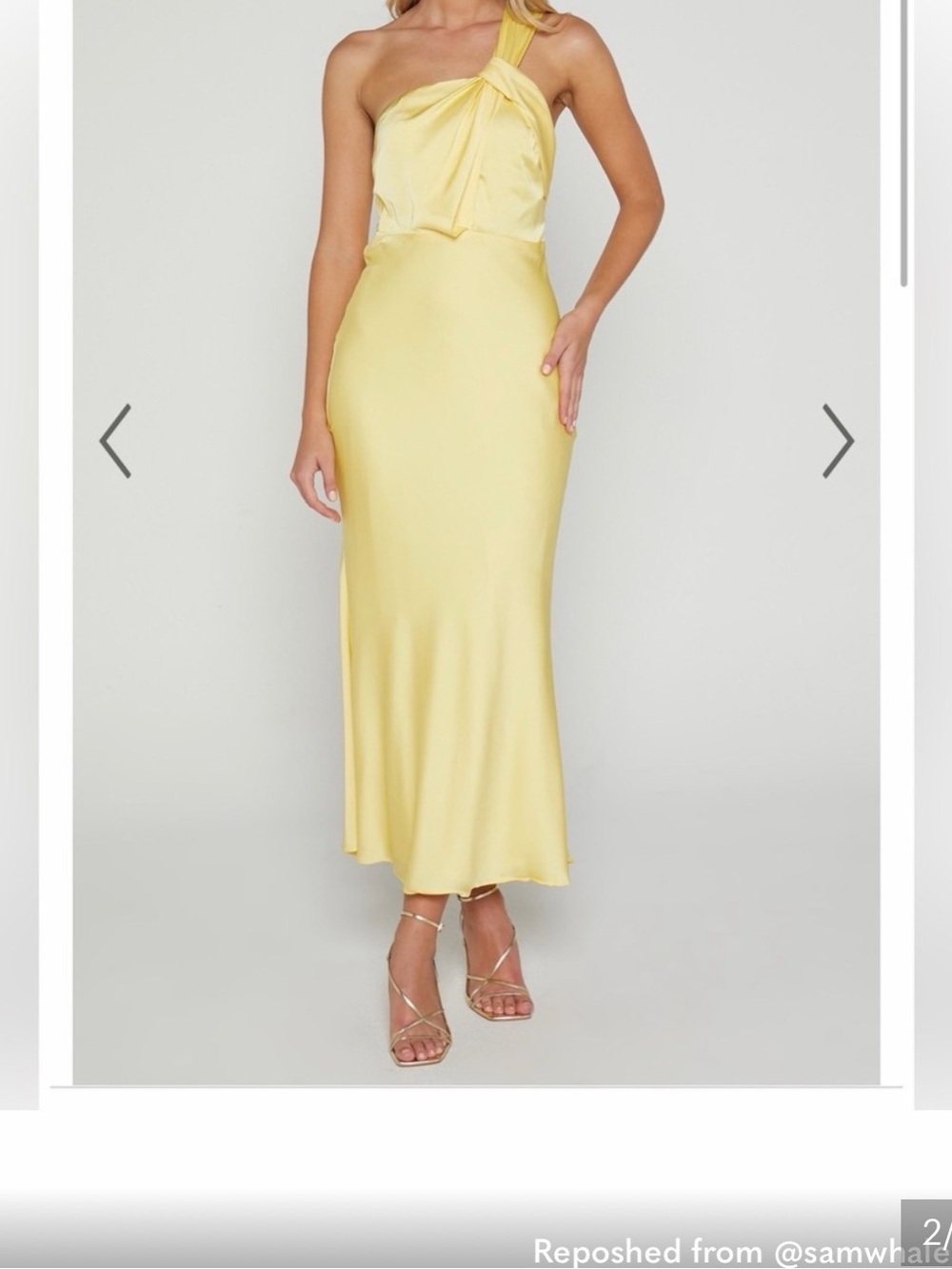 Showpo One-Shoulder dress in Pale Yellow